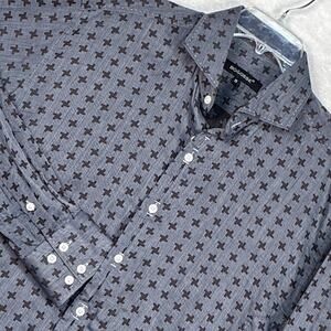 Bogosse Shirt Mens 5 (XL) Blue AOP Geometric Clubwear Modern Going Out Luxury